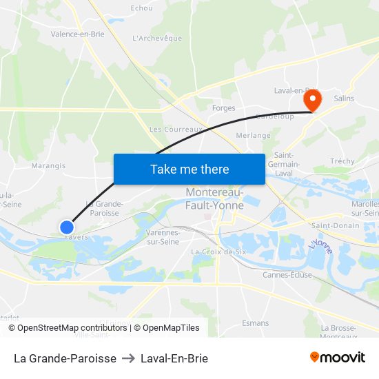 La Grande-Paroisse to Laval-En-Brie map