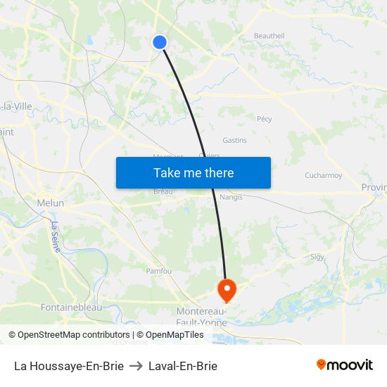 La Houssaye-En-Brie to Laval-En-Brie map