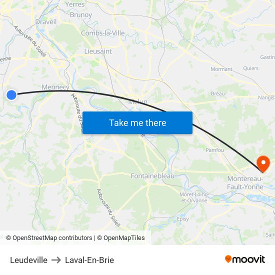 Leudeville to Laval-En-Brie map