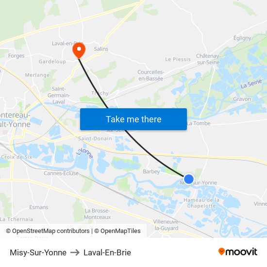 Misy-Sur-Yonne to Laval-En-Brie map