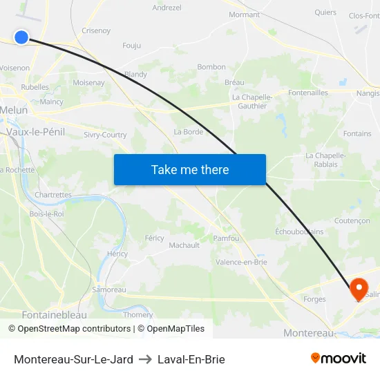 Montereau-Sur-Le-Jard to Laval-En-Brie map