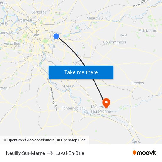 Neuilly-Sur-Marne to Laval-En-Brie map