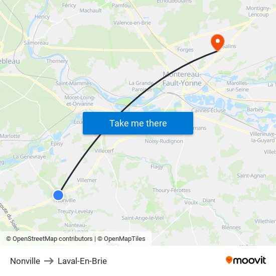 Nonville to Laval-En-Brie map