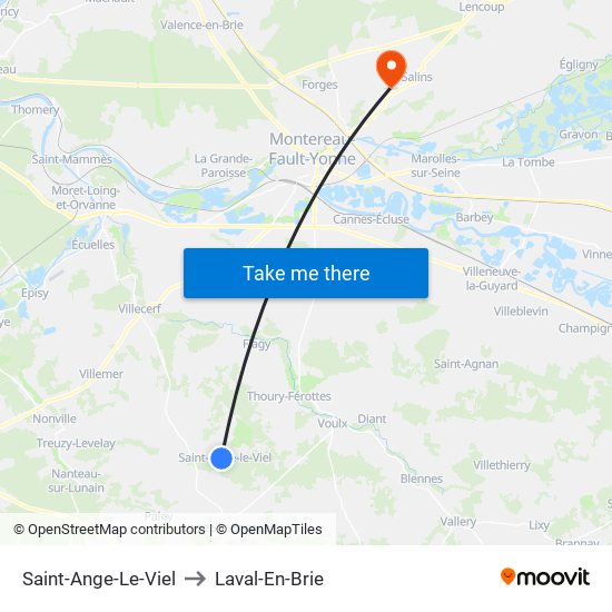 Saint-Ange-Le-Viel to Laval-En-Brie map