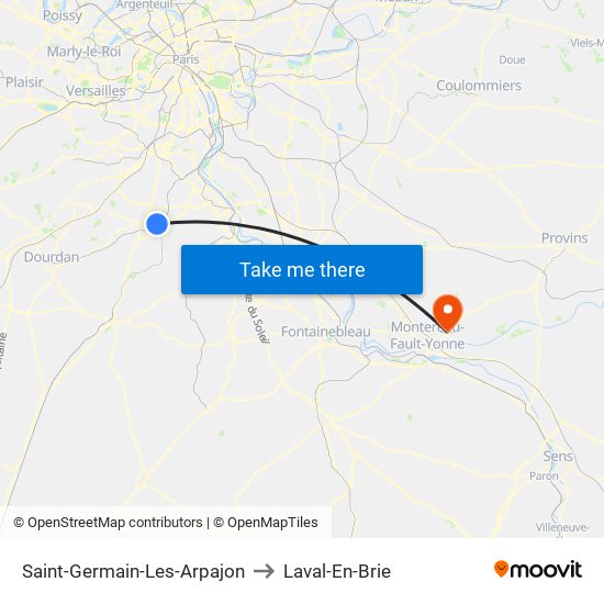 Saint-Germain-Les-Arpajon to Laval-En-Brie map