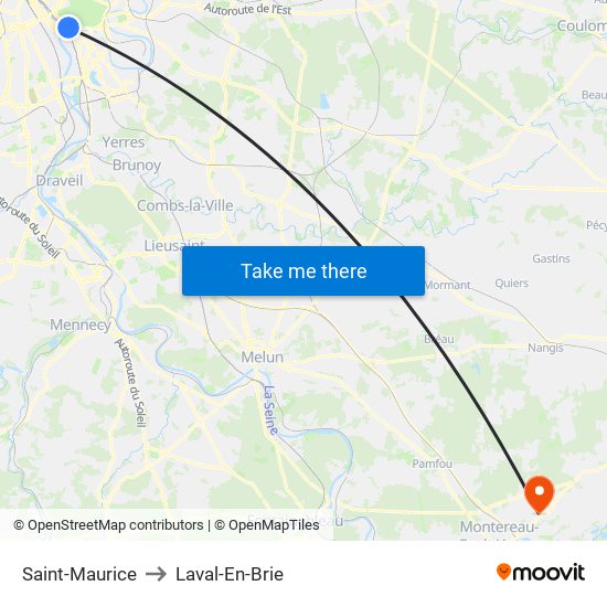 Saint-Maurice to Laval-En-Brie map