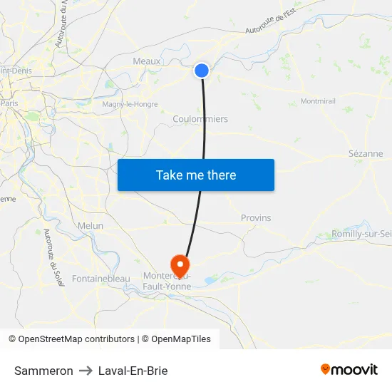 Sammeron to Laval-En-Brie map