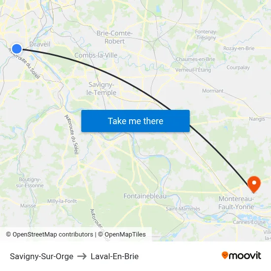 Savigny-Sur-Orge to Laval-En-Brie map