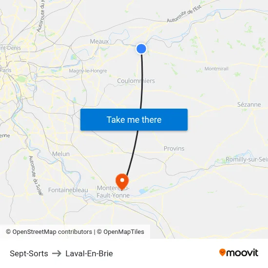 Sept-Sorts to Laval-En-Brie map