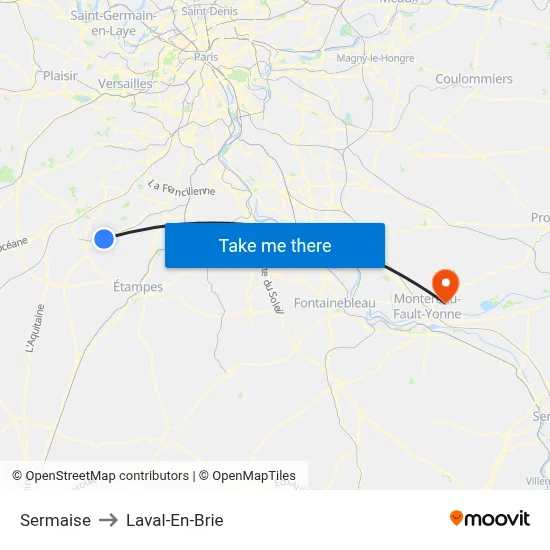 Sermaise to Laval-En-Brie map