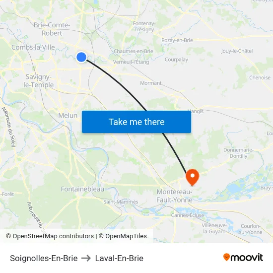 Soignolles-En-Brie to Laval-En-Brie map