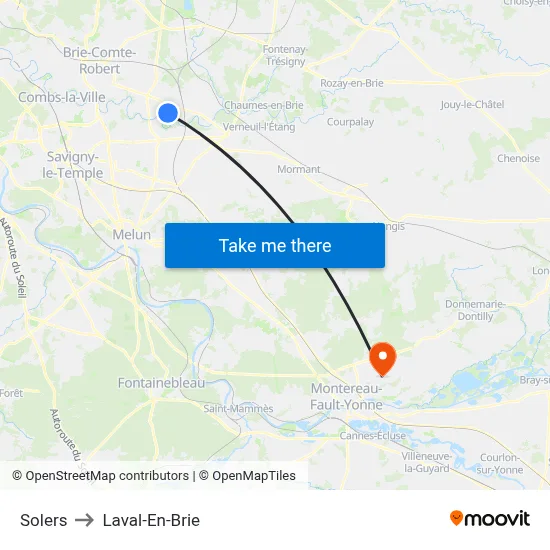 Solers to Laval-En-Brie map