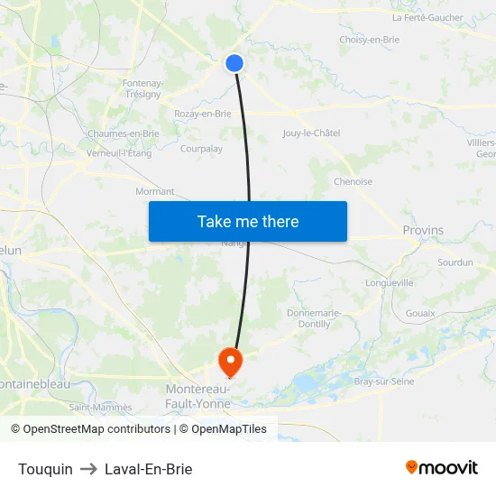 Touquin to Laval-En-Brie map