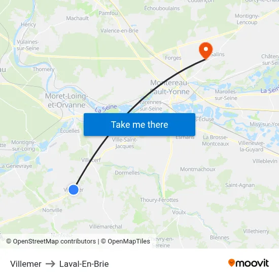 Villemer to Laval-En-Brie map