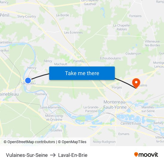 Vulaines-Sur-Seine to Laval-En-Brie map