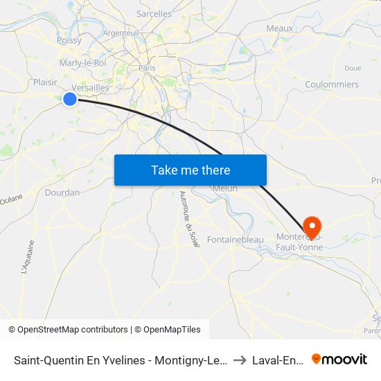Saint-Quentin En Yvelines - Montigny-Le-Bretonneux to Laval-En-Brie map