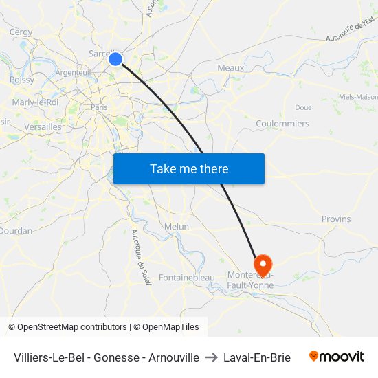 Villiers-Le-Bel - Gonesse - Arnouville to Laval-En-Brie map