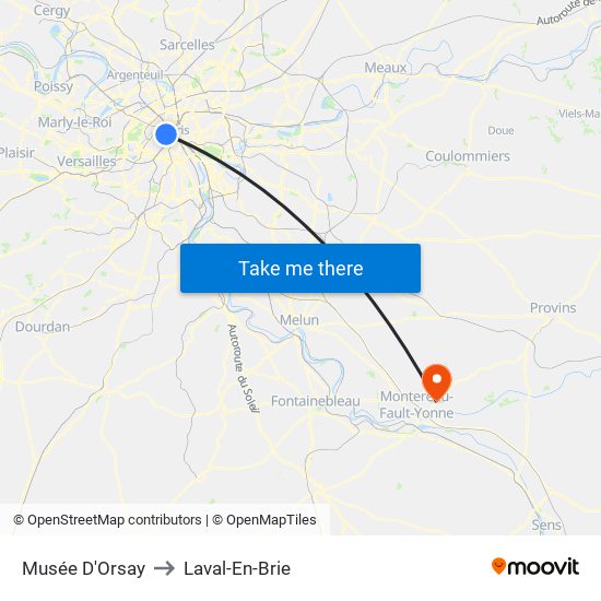 Musée D'Orsay to Laval-En-Brie map