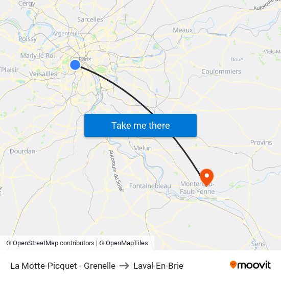 La Motte-Picquet - Grenelle to Laval-En-Brie map