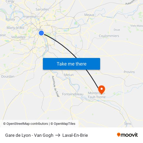 Gare de Lyon - Van Gogh to Laval-En-Brie map