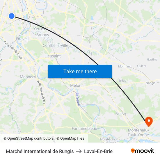 Marché International de Rungis to Laval-En-Brie map