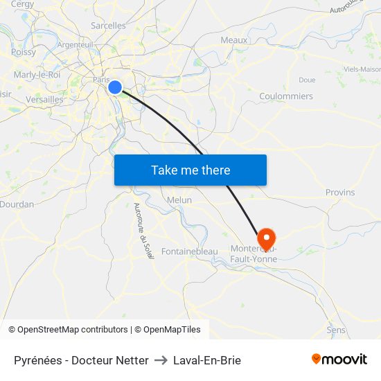 Pyrénées - Docteur Netter to Laval-En-Brie map