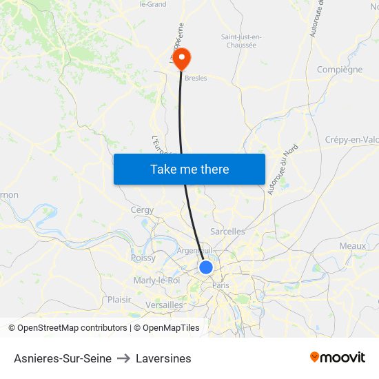 Asnieres-Sur-Seine to Laversines map