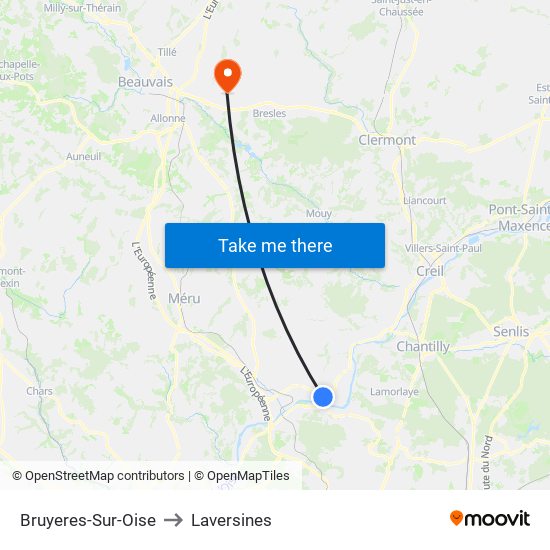 Bruyeres-Sur-Oise to Laversines map