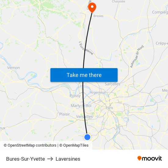 Bures-Sur-Yvette to Laversines map