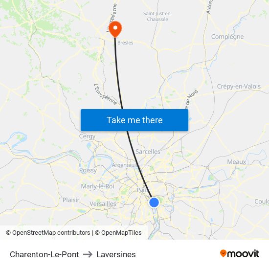 Charenton-Le-Pont to Laversines map