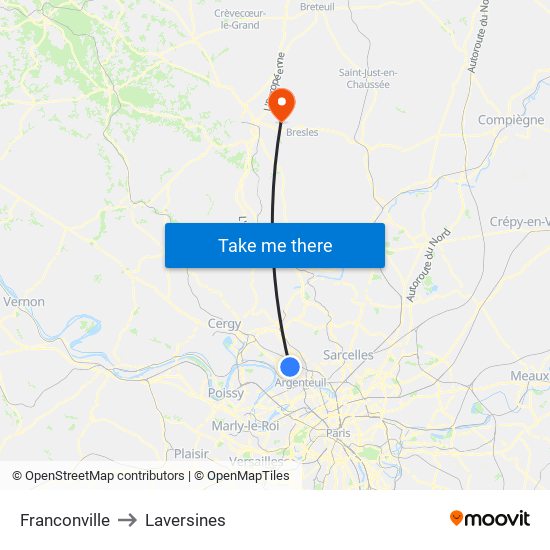 Franconville to Laversines map