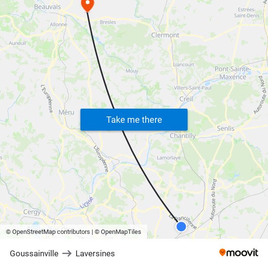 Goussainville to Laversines map