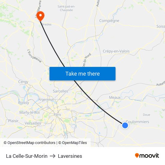 La Celle-Sur-Morin to Laversines map
