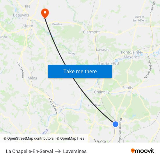 La Chapelle-En-Serval to Laversines map