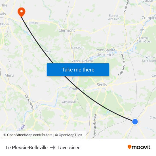 Le Plessis-Belleville to Laversines map