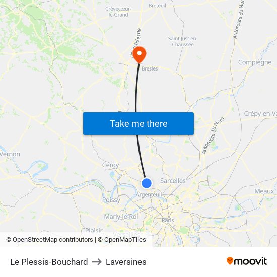 Le Plessis-Bouchard to Laversines map