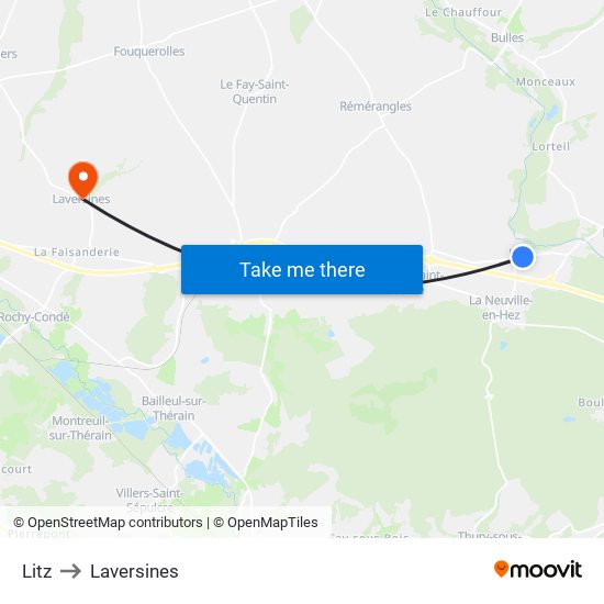 Litz to Laversines map