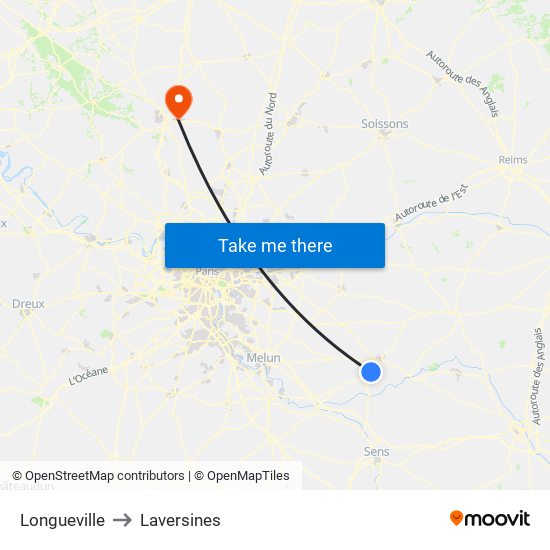 Longueville to Laversines map