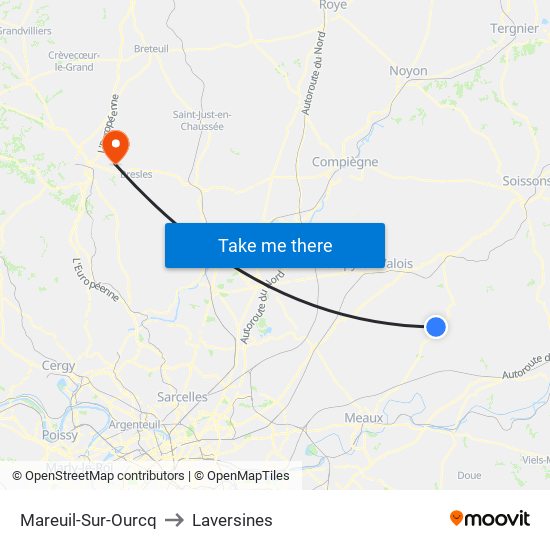 Mareuil-Sur-Ourcq to Laversines map
