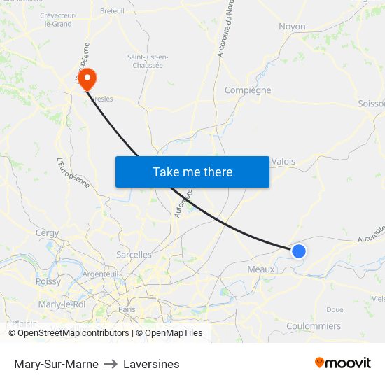 Mary-Sur-Marne to Laversines map