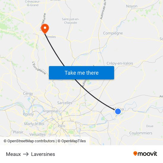 Meaux to Laversines map