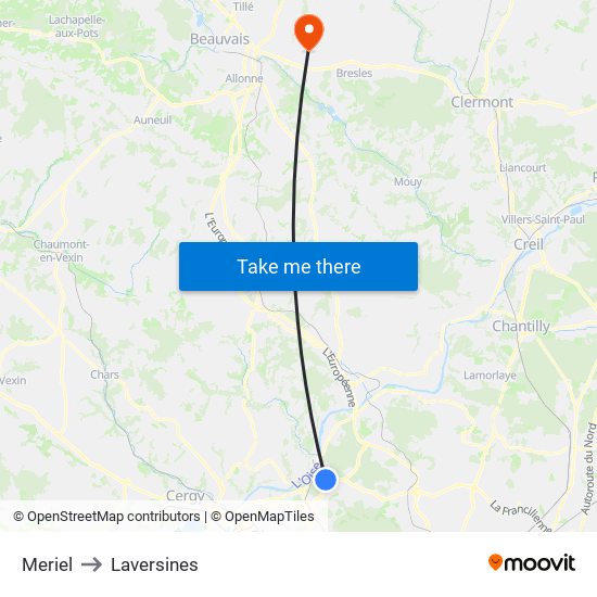 Meriel to Laversines map