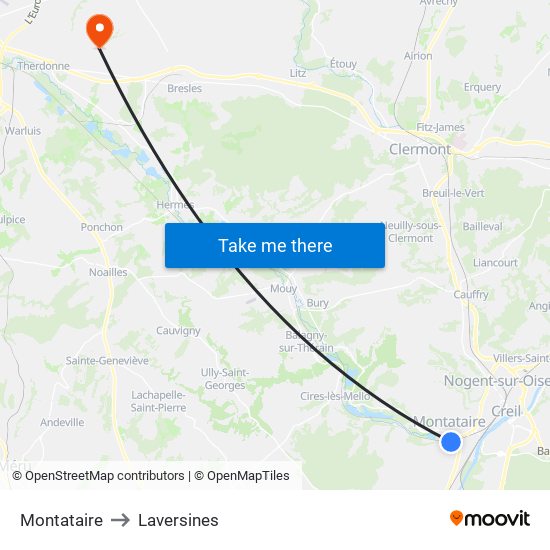 Montataire to Laversines map