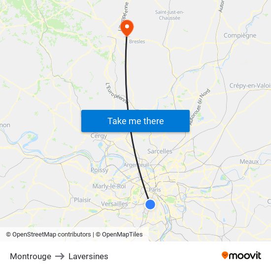 Montrouge to Laversines map