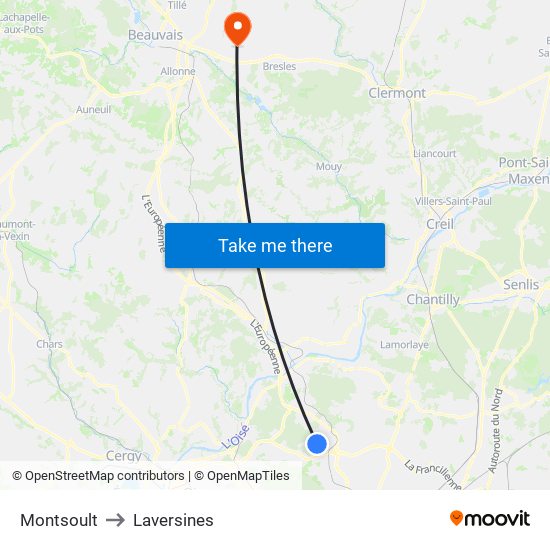 Montsoult to Laversines map