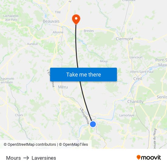 Mours to Laversines map