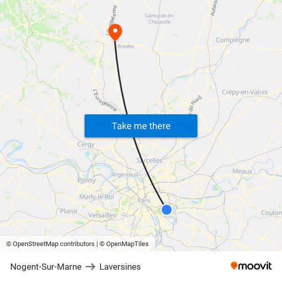 Nogent-Sur-Marne to Laversines map