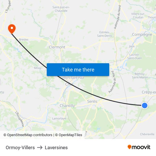 Ormoy-Villers to Laversines map