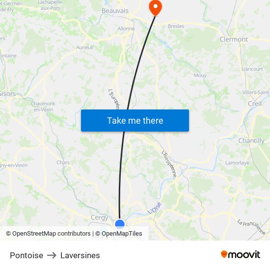 Pontoise to Laversines map