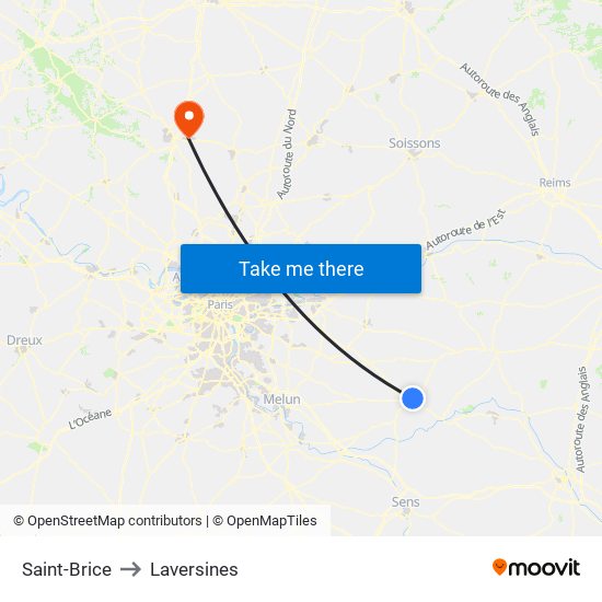 Saint-Brice to Laversines map